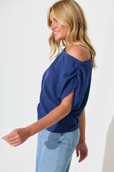 Navy Off-Shoulder Blouse